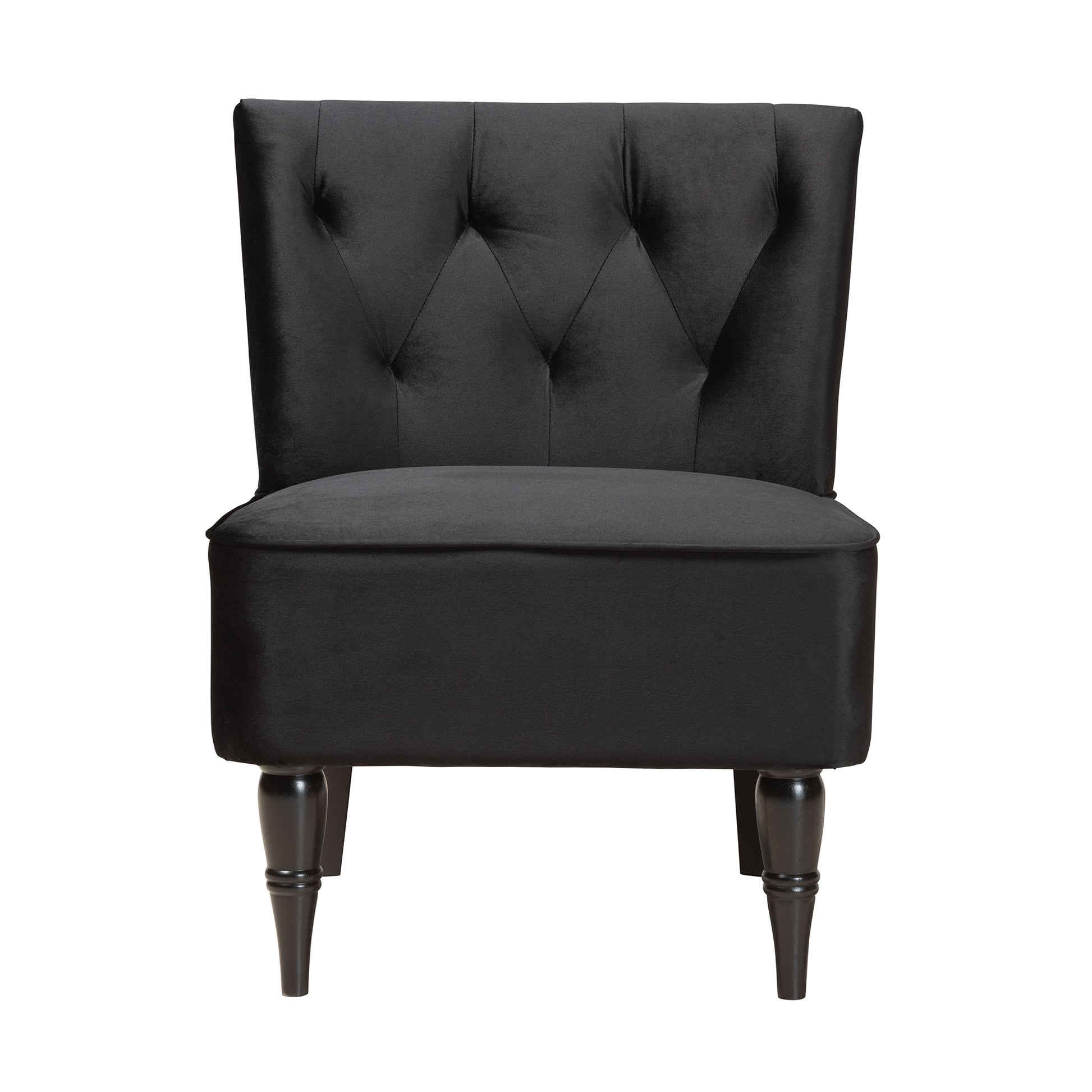 Baxton Studio Harmon Modern and Contemporary Transitional Black Velvet Fabric Upholstered and Black Finished Wood Accent Chair | Accent Chairs | Modishstore - 3