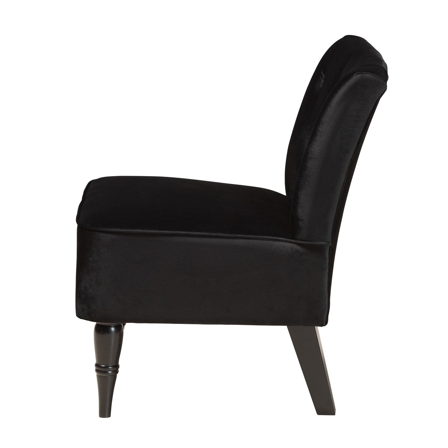 Baxton Studio Harmon Modern and Contemporary Transitional Black Velvet Fabric Upholstered and Black Finished Wood Accent Chair | Accent Chairs | Modishstore - 4