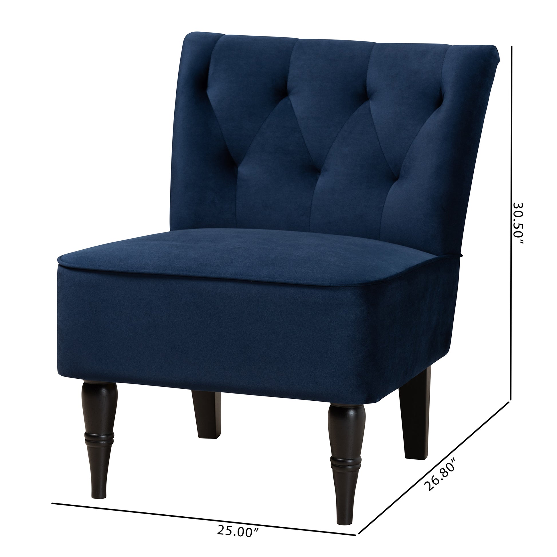 Baxton Studio Harmon Modern and Contemporary Transitional Navy Blue Velvet Fabric Upholstered and Black Finished Wood Accent Chair | Accent Chairs | Modishstore - 10