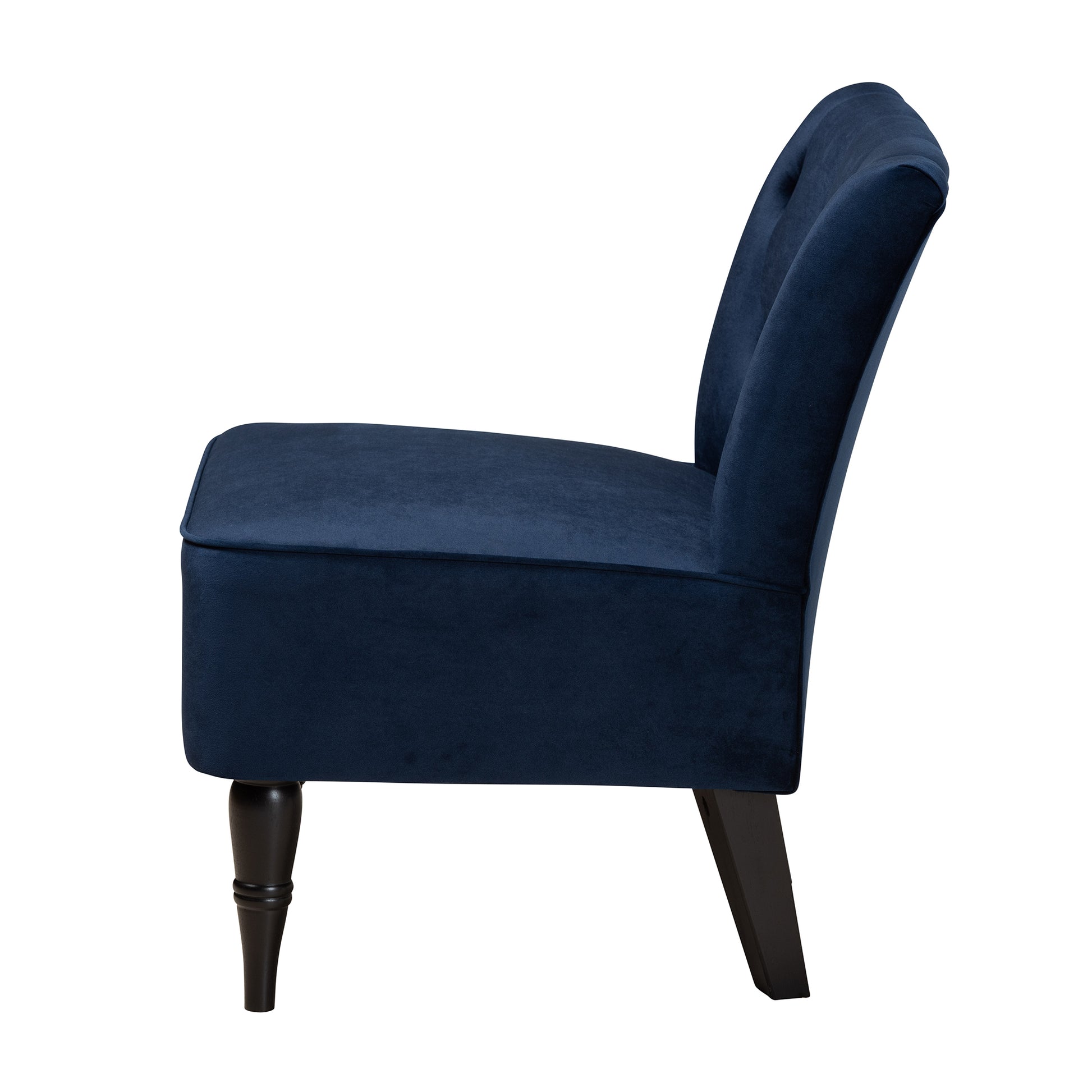 Baxton Studio Harmon Modern and Contemporary Transitional Navy Blue Velvet Fabric Upholstered and Black Finished Wood Accent Chair | Accent Chairs | Modishstore - 4