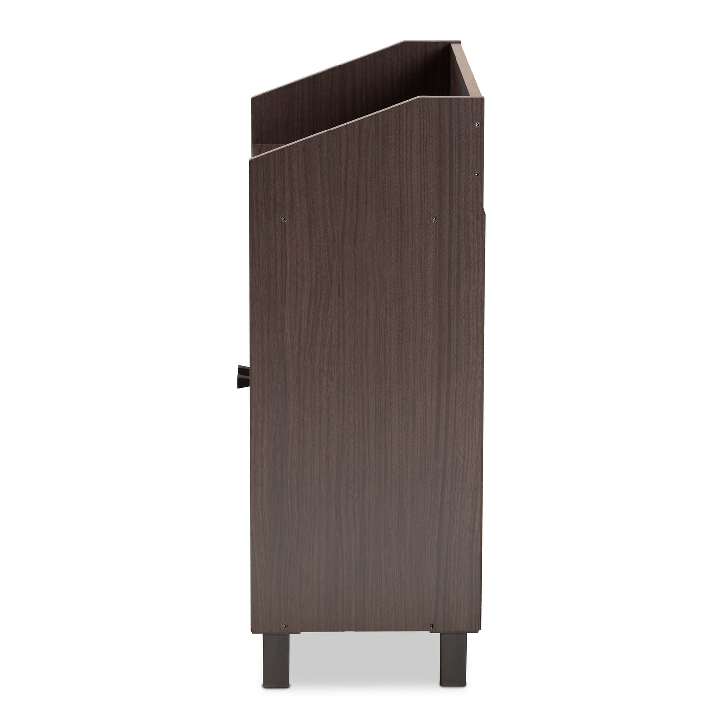 Baxton Studio Rossin Modern and Contemporary Dark Brown Finished Wood 2-Door Entryway Shoe Storage Cabinet with Top Shelf | Cabinets | Modishstore - 9