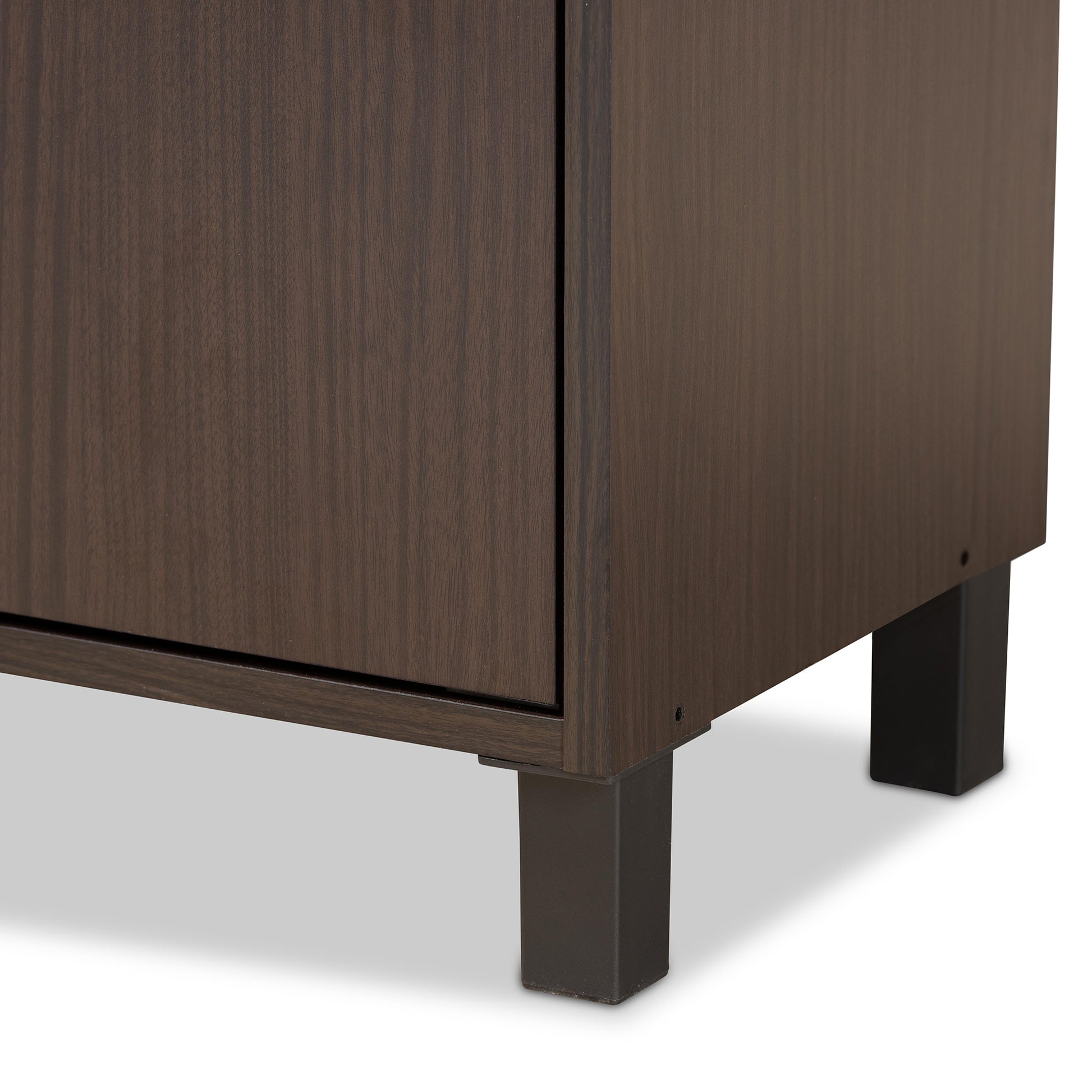 Baxton Studio Rossin Modern and Contemporary Dark Brown Finished Wood 2-Door Entryway Shoe Storage Cabinet with Top Shelf | Cabinets | Modishstore - 11