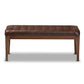 Baxton Studio Walsh Mid-Century Modern Dark Brown Leather-Effect Polyester Fabric Upholstered and Walnut Brown Finished Wood Dining Bench | Benches | Modishstore - 3