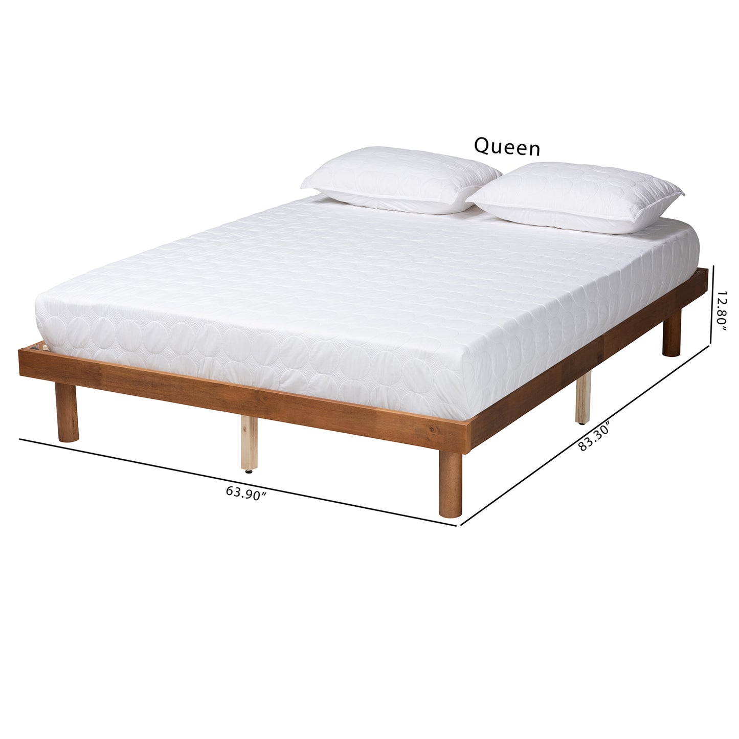 Baxton Studio Winston Mid-Century Modern Walnut Brown Finished Wood Queen Size Platform Bed frame | Beds | Modishstore - 8