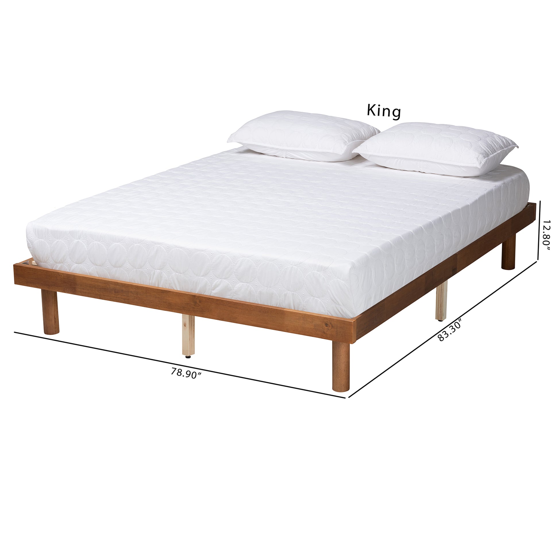 Baxton Studio Winston Mid-Century Modern Walnut Brown Finished Wood King Size Platform Bed frame | Beds | Modishstore - 8