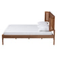 Baxton Studio Eridian Mid-Century Modern Walnut Brown Finished Wood and Natural Rattan Full Size Platform Bed | Beds | Modishstore - 3