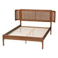 Baxton Studio Eridian Mid-Century Modern Walnut Brown Finished Wood and Natural Rattan Full Size Platform Bed | Beds | Modishstore - 4