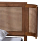 Baxton Studio Eridian Mid-Century Modern Walnut Brown Finished Wood and Natural Rattan King Size Platform Bed | Beds | Modishstore - 5