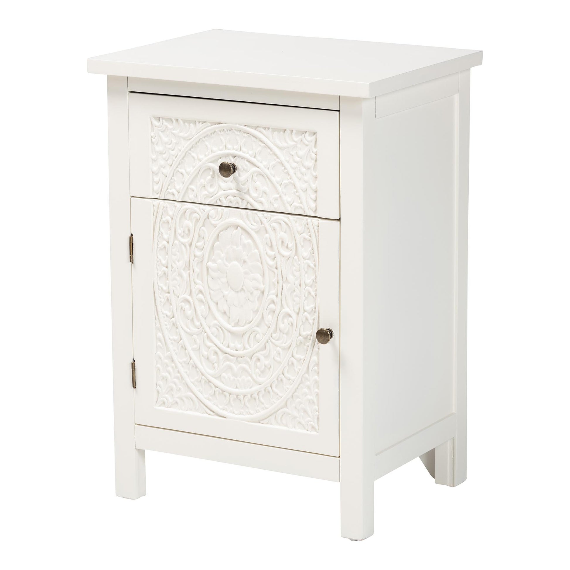 Baxton Studio Lambert Classic and Traditional White Finished Wood 1-Drawer End Table | Cabinets | Modishstore - 5