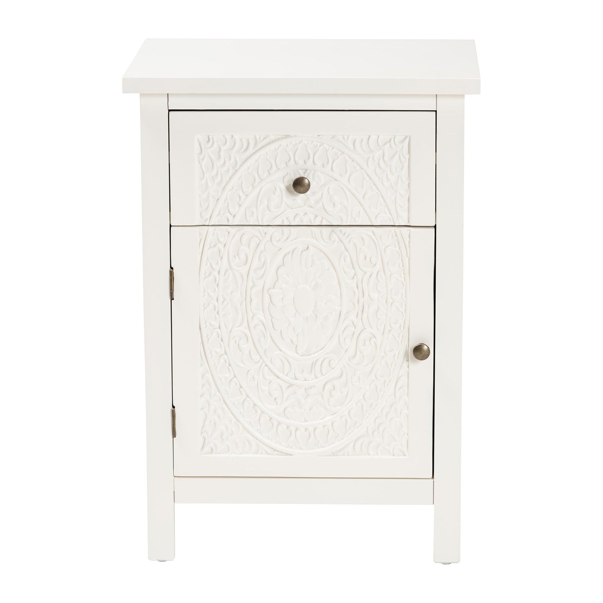 Baxton Studio Lambert Classic and Traditional White Finished Wood 1-Drawer End Table | Cabinets | Modishstore - 7