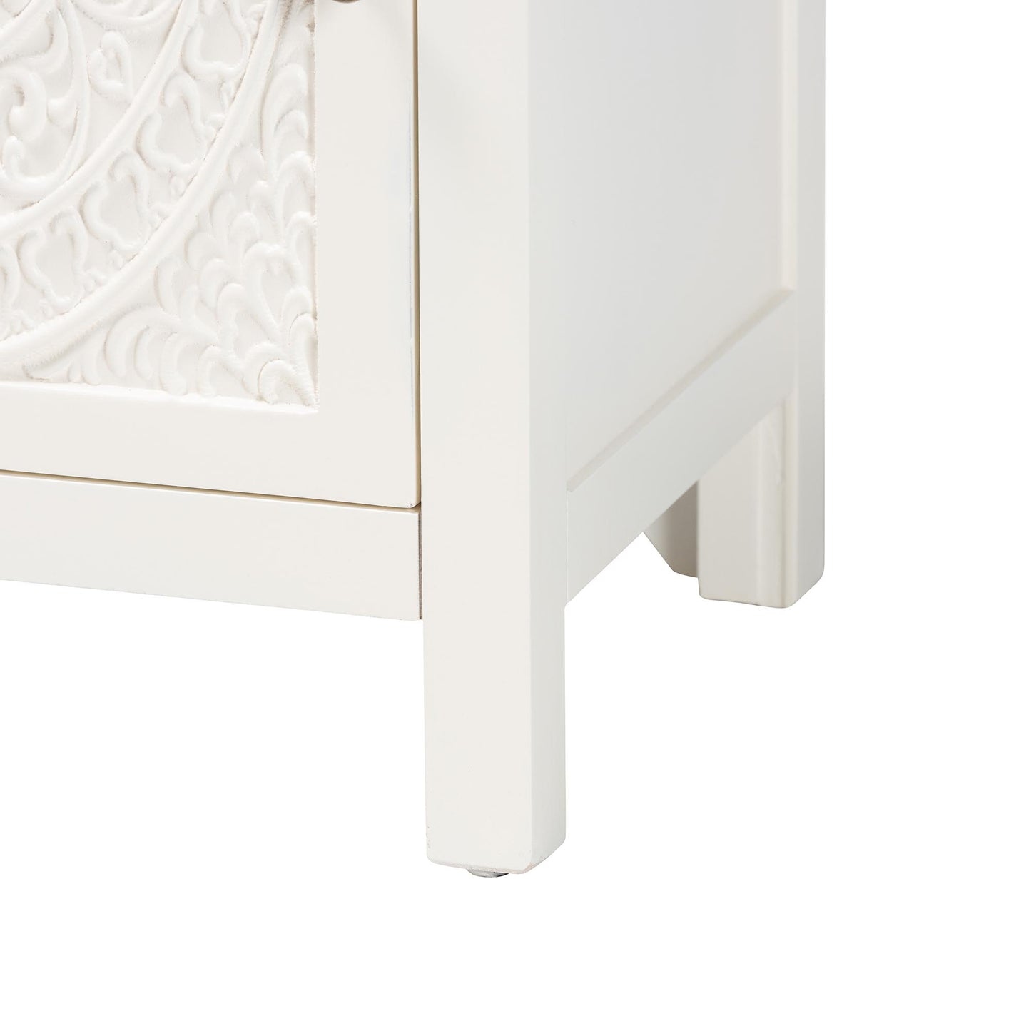 Baxton Studio Lambert Classic and Traditional White Finished Wood 1-Drawer End Table | Cabinets | Modishstore - 11