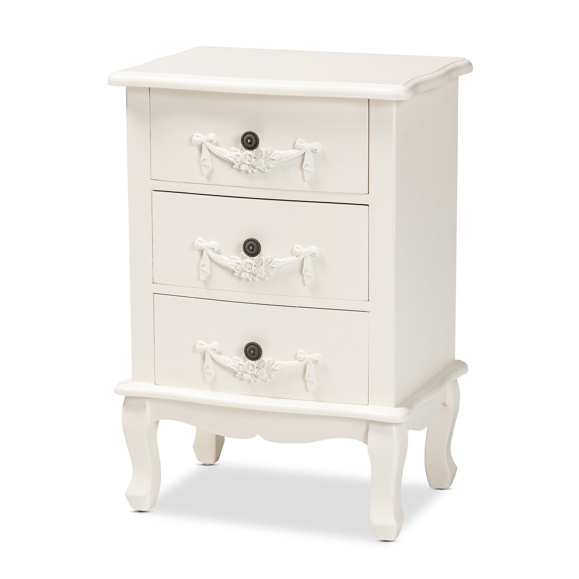 Baxton Studio Callen Classic and Traditional White Finished Wood 3-Drawer End Table | Cabinets | Modishstore - 4