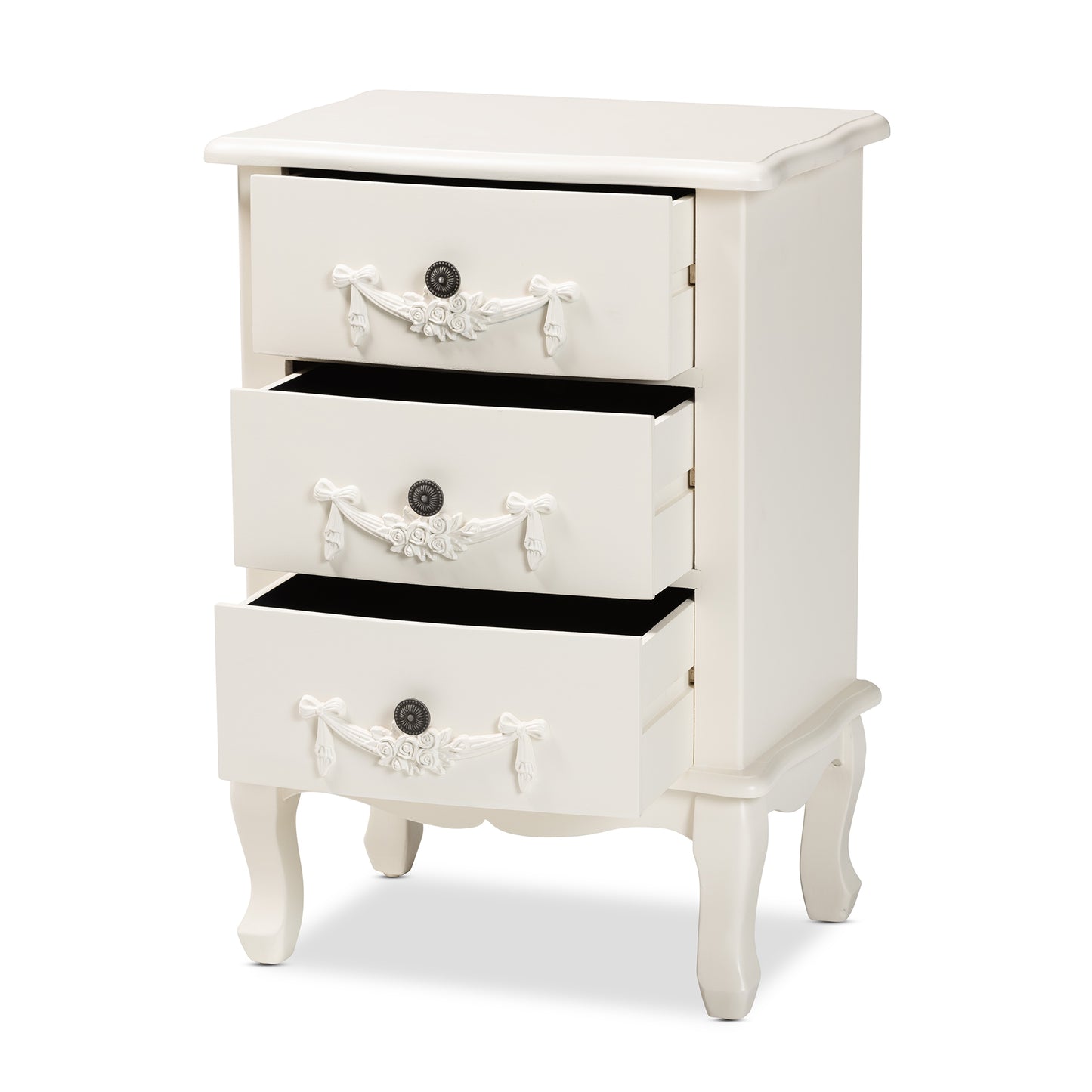 Baxton Studio Callen Classic and Traditional White Finished Wood 3-Drawer End Table | Cabinets | Modishstore - 5