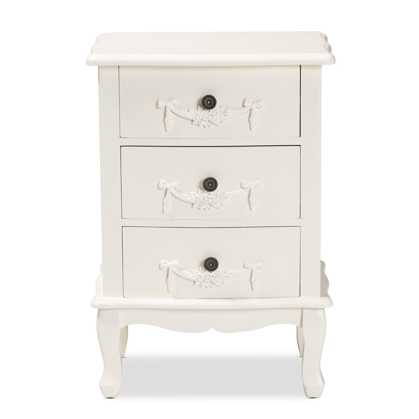 Baxton Studio Callen Classic and Traditional White Finished Wood 3-Drawer End Table | Cabinets | Modishstore - 6