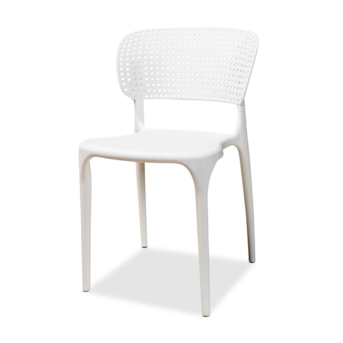 Baxton Studio Rae Modern and Contemporary White Finished Polypropylene Plastic 4-Piece Stackable Dining Chair Set | Dining Chairs | Modishstore - 4