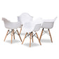 Baxton Studio Galen Modern and Contemporary White Finished Polypropylene Plastic and Oak Brown Finished Wood 4-Piece Dining Chair Set | Dining Chairs | Modishstore - 2