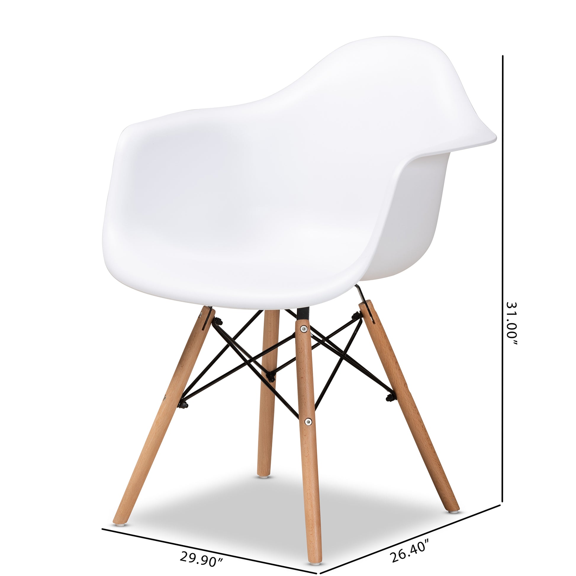 Baxton Studio Galen Modern and Contemporary White Finished Polypropylene Plastic and Oak Brown Finished Wood 4-Piece Dining Chair Set | Dining Chairs | Modishstore - 8