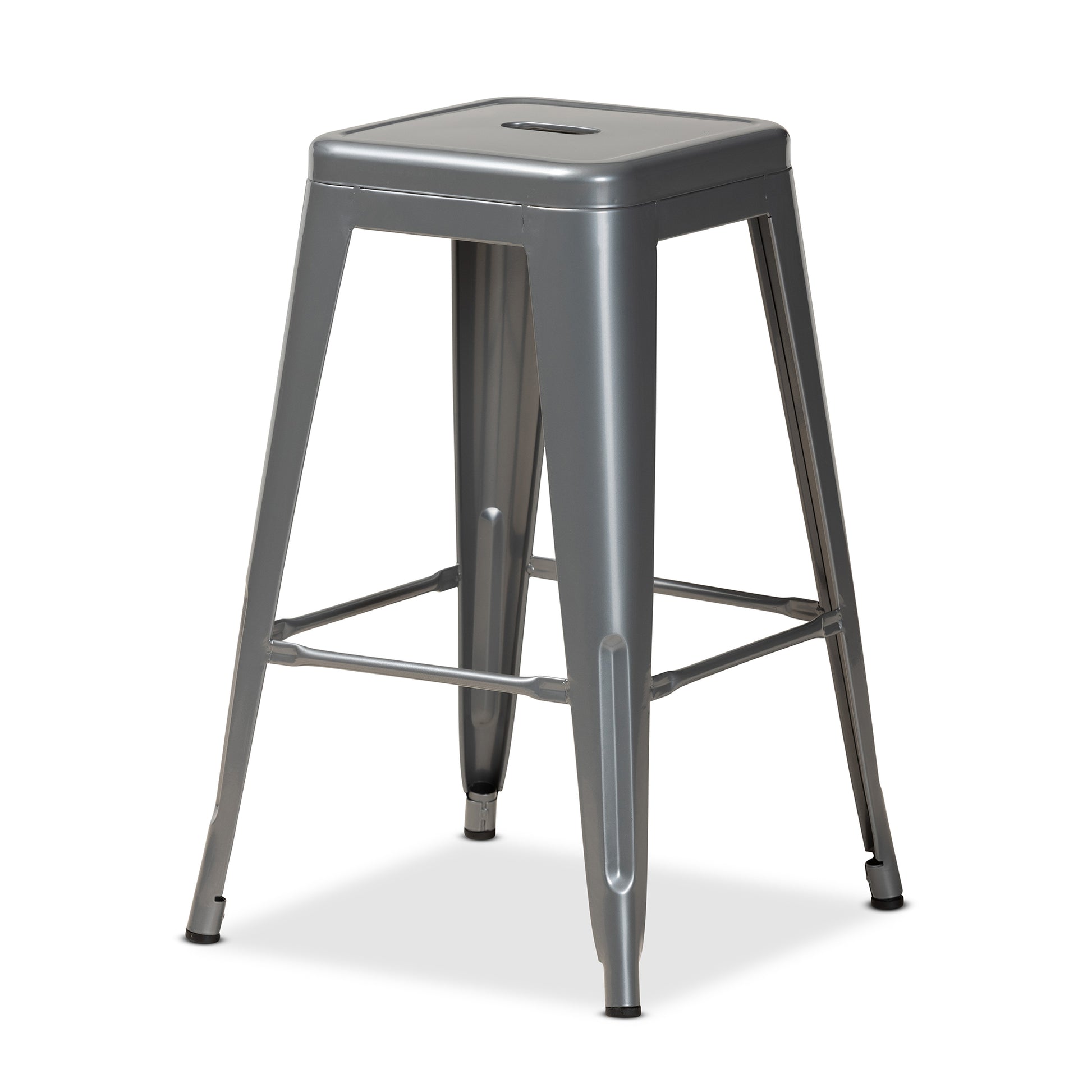 Baxton Studio Horton Modern and Contemporary Industrial Grey Finished Metal 4-Piece Stackable Counter Stool Set | Counter Stools | Modishstore - 3