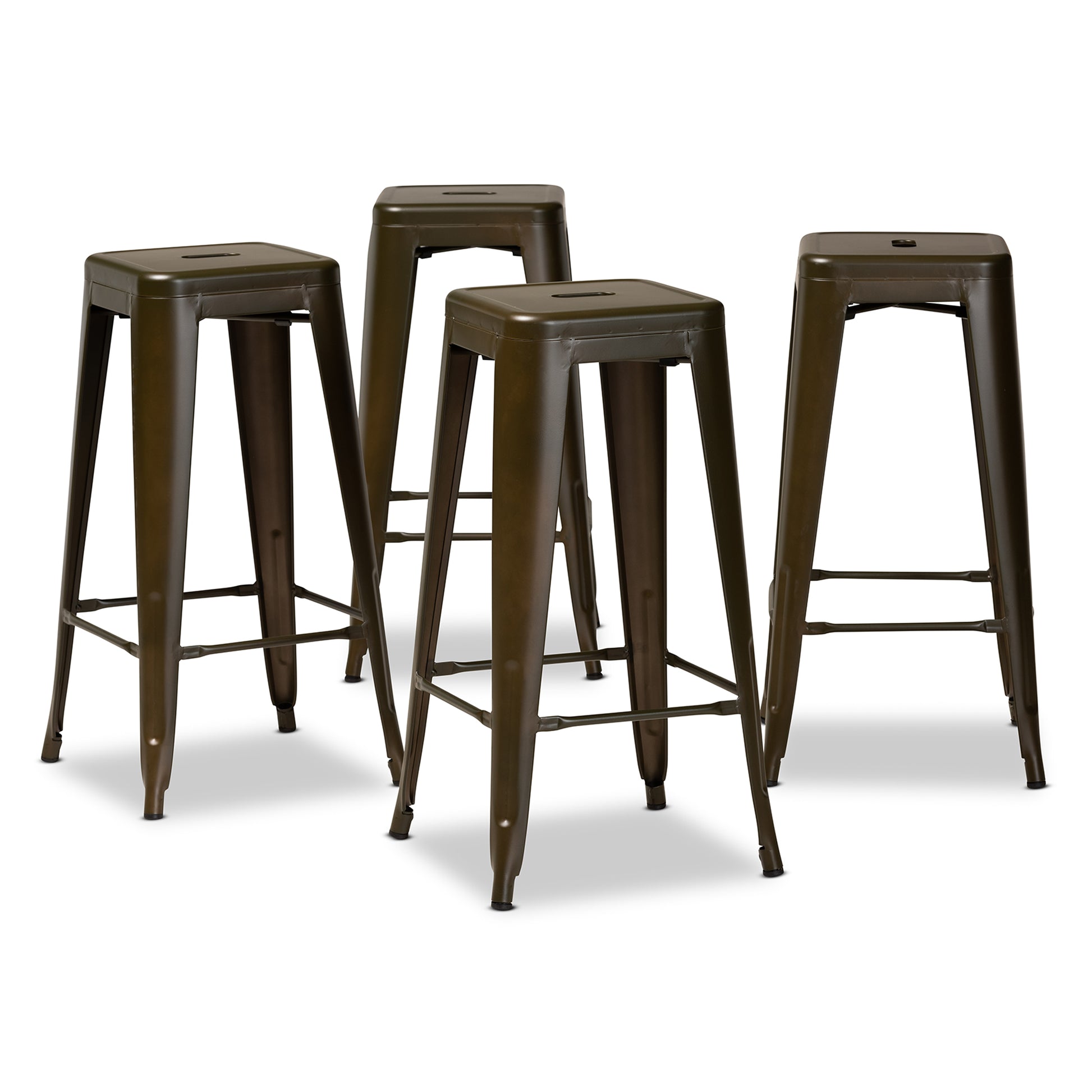 Baxton Studio Horton Modern and Contemporary Industrial Gunmetal Finished Metal 4-Piece Stackable Bar Stool Set | Bar Stools | Modishstore - 3