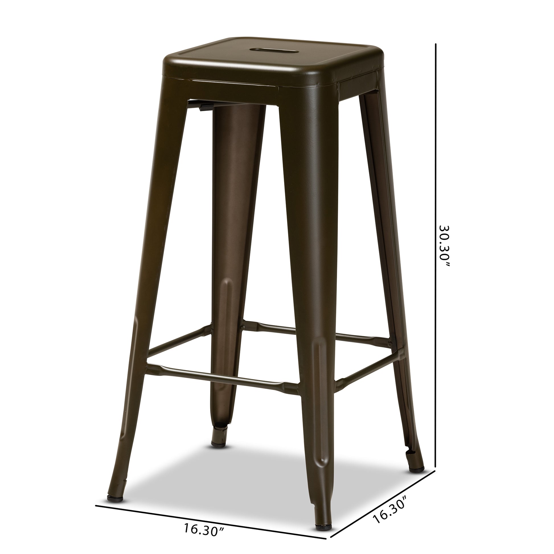 Baxton Studio Horton Modern and Contemporary Industrial Gunmetal Finished Metal 4-Piece Stackable Bar Stool Set | Bar Stools | Modishstore - 2