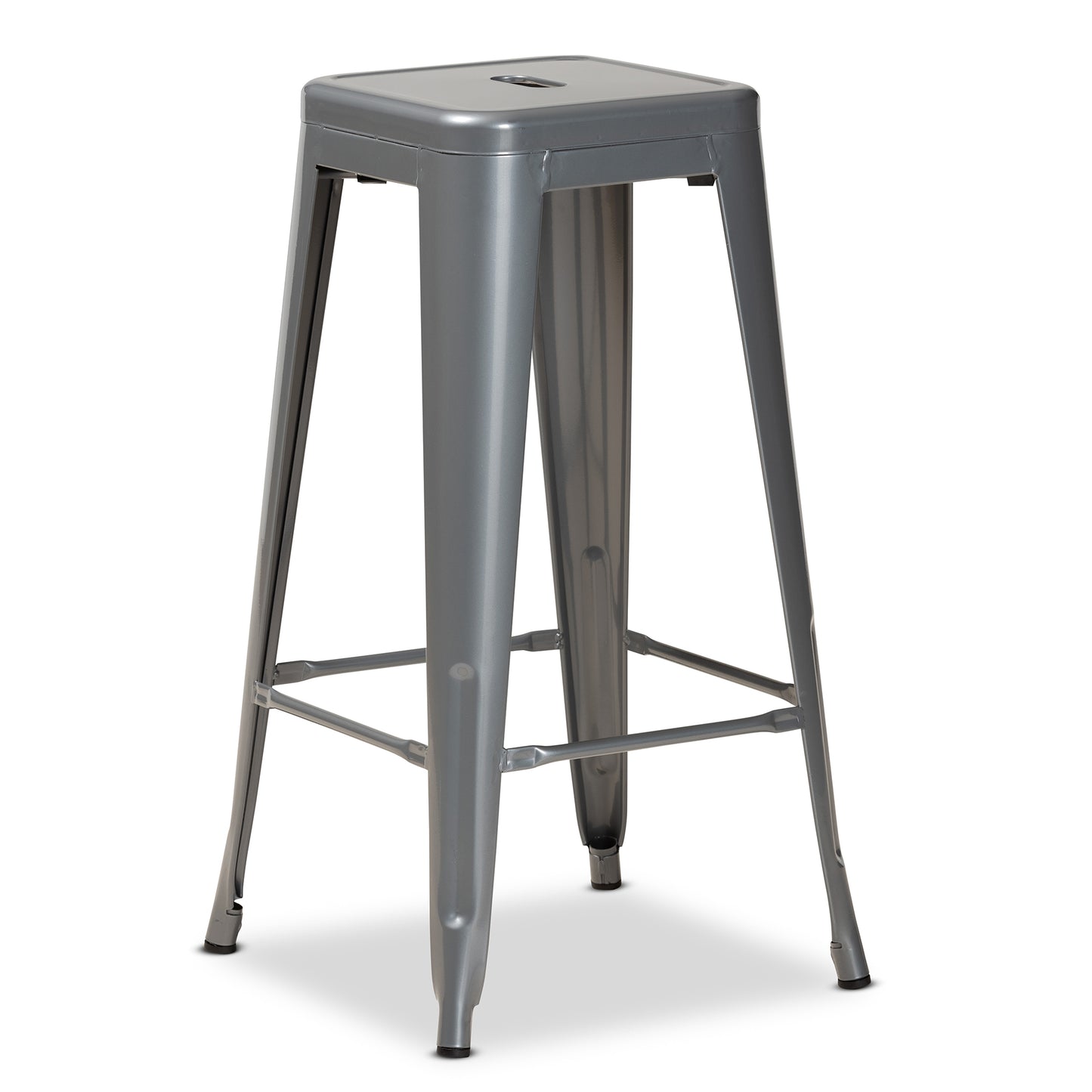 Baxton Studio Horton Modern and Contemporary Industrial Grey Finished Metal 4-Piece Stackable Bar Stool Set | Bar Stools | Modishstore - 3