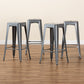 Baxton Studio Horton Modern and Contemporary Industrial Grey Finished Metal 4-Piece Stackable Bar Stool Set | Bar Stools | Modishstore - 7