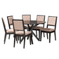 Baxton Studio Mana Modern Sand Fabric and Dark Brown Finished Wood 7-Piece Dining Set | Dining Sets | Modishstore - 2