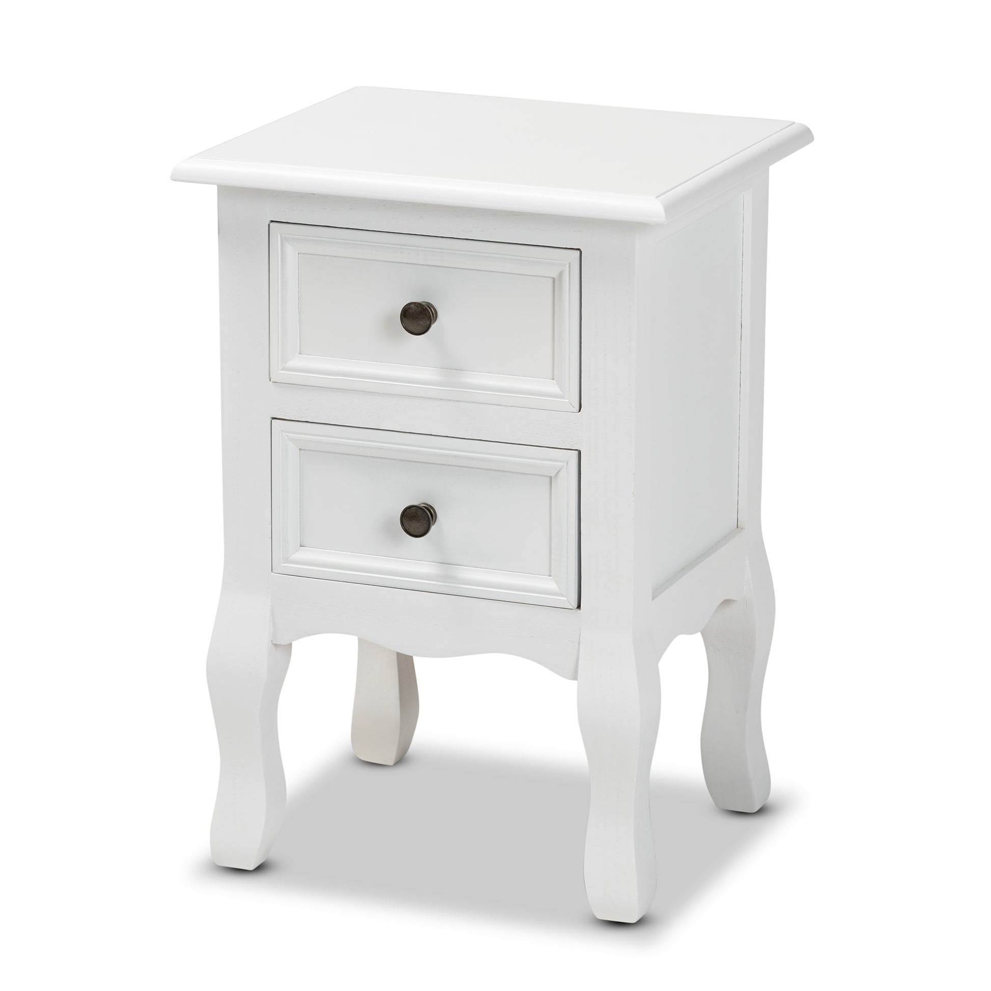 Baxton Studio Caelan Classic and Traditional White Finished Wood 2-Drawer End Table | Cabinets | Modishstore - 4