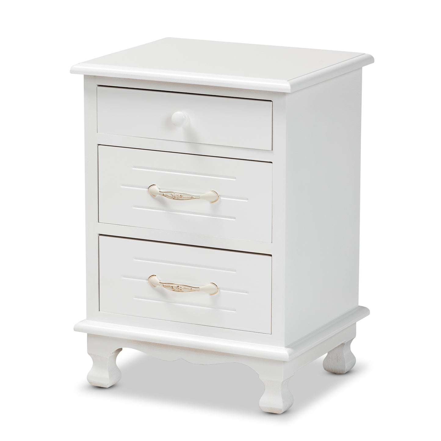 Baxton Studio Layton Classic and Traditional White Finished Wood 3-Drawer End Table | Cabinets | Modishstore - 4