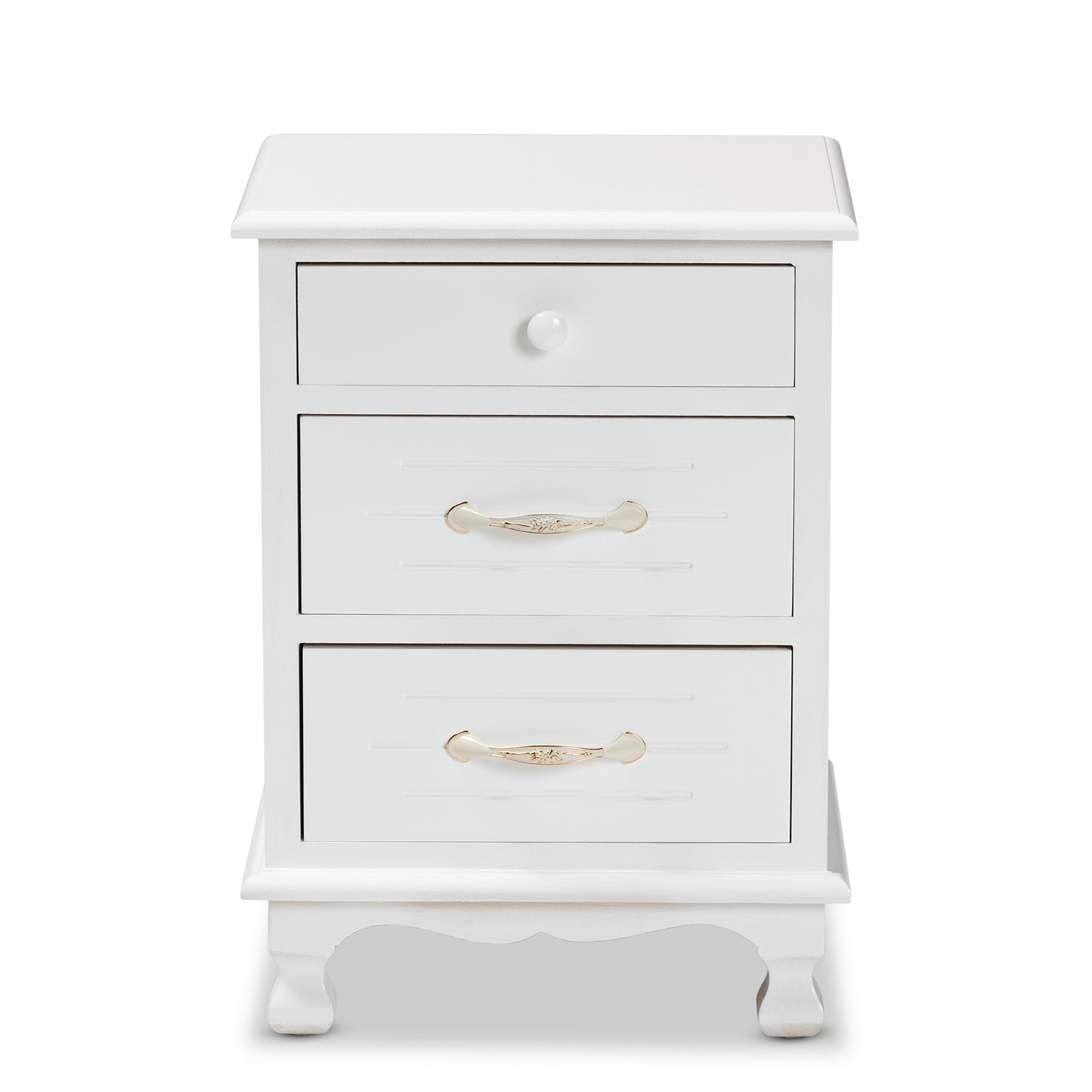 Baxton Studio Layton Classic and Traditional White Finished Wood 3-Drawer End Table | Cabinets | Modishstore - 6