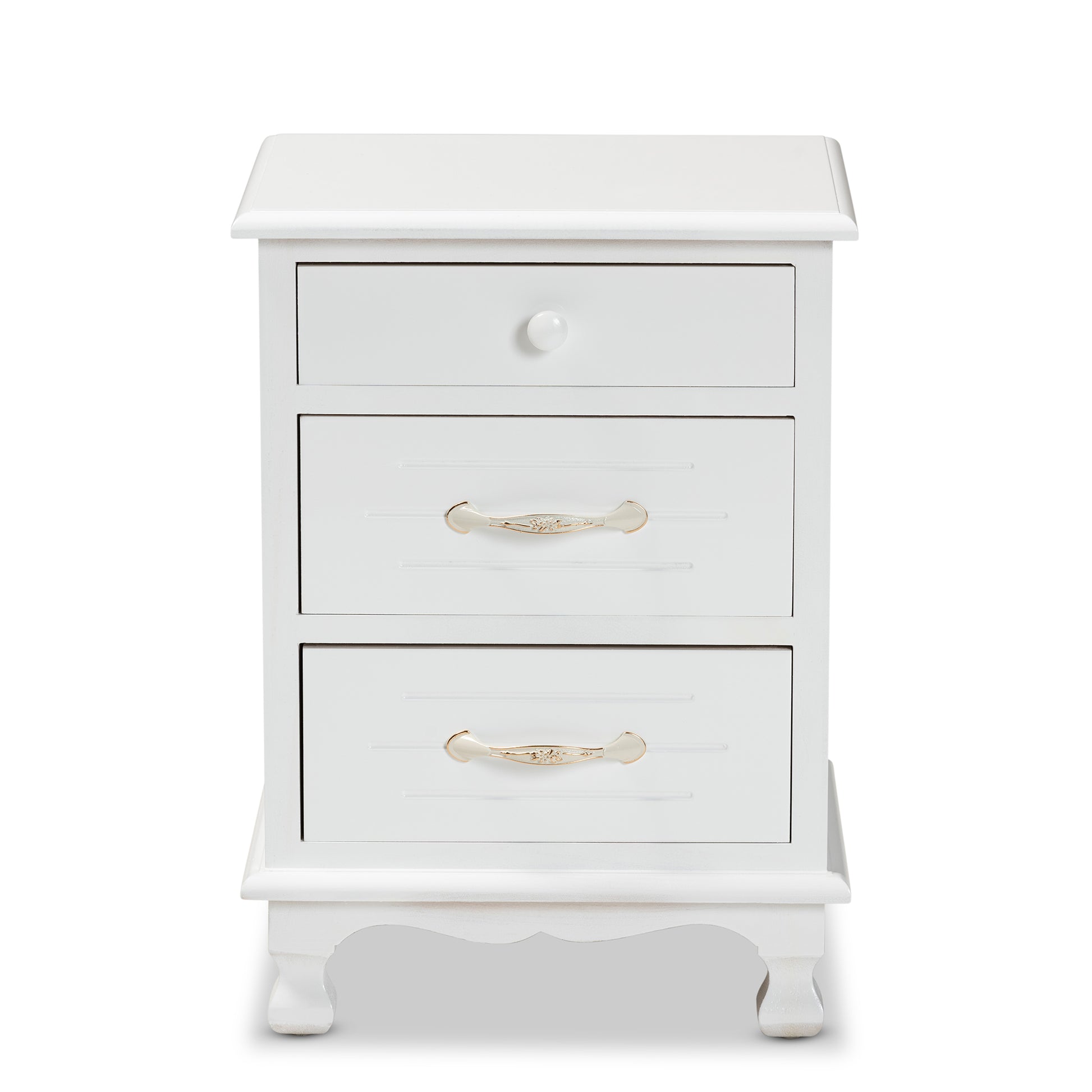 Baxton Studio Layton Classic and Traditional White Finished Wood 3-Drawer End Table | Cabinets | Modishstore - 6