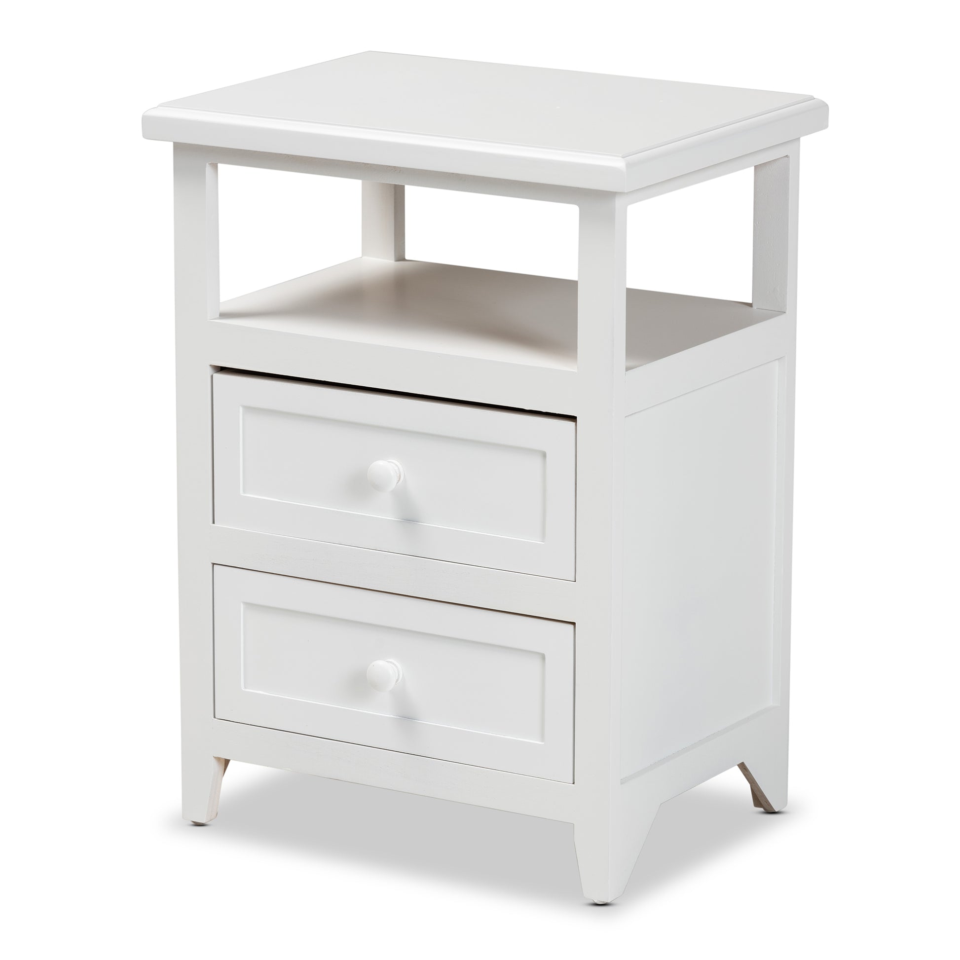 Baxton Studio Karsen Modern and Contemporary White Finished Wood 2-Drawer End Table | Cabinets | Modishstore - 4