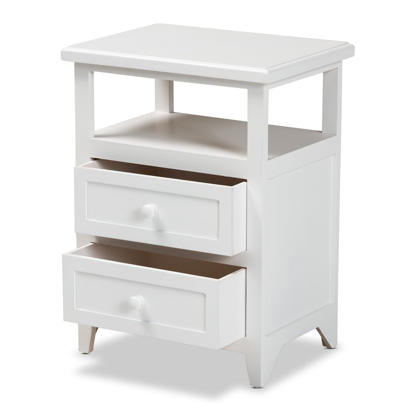 Baxton Studio Karsen Modern and Contemporary White Finished Wood 2-Drawer End Table | Cabinets | Modishstore - 5