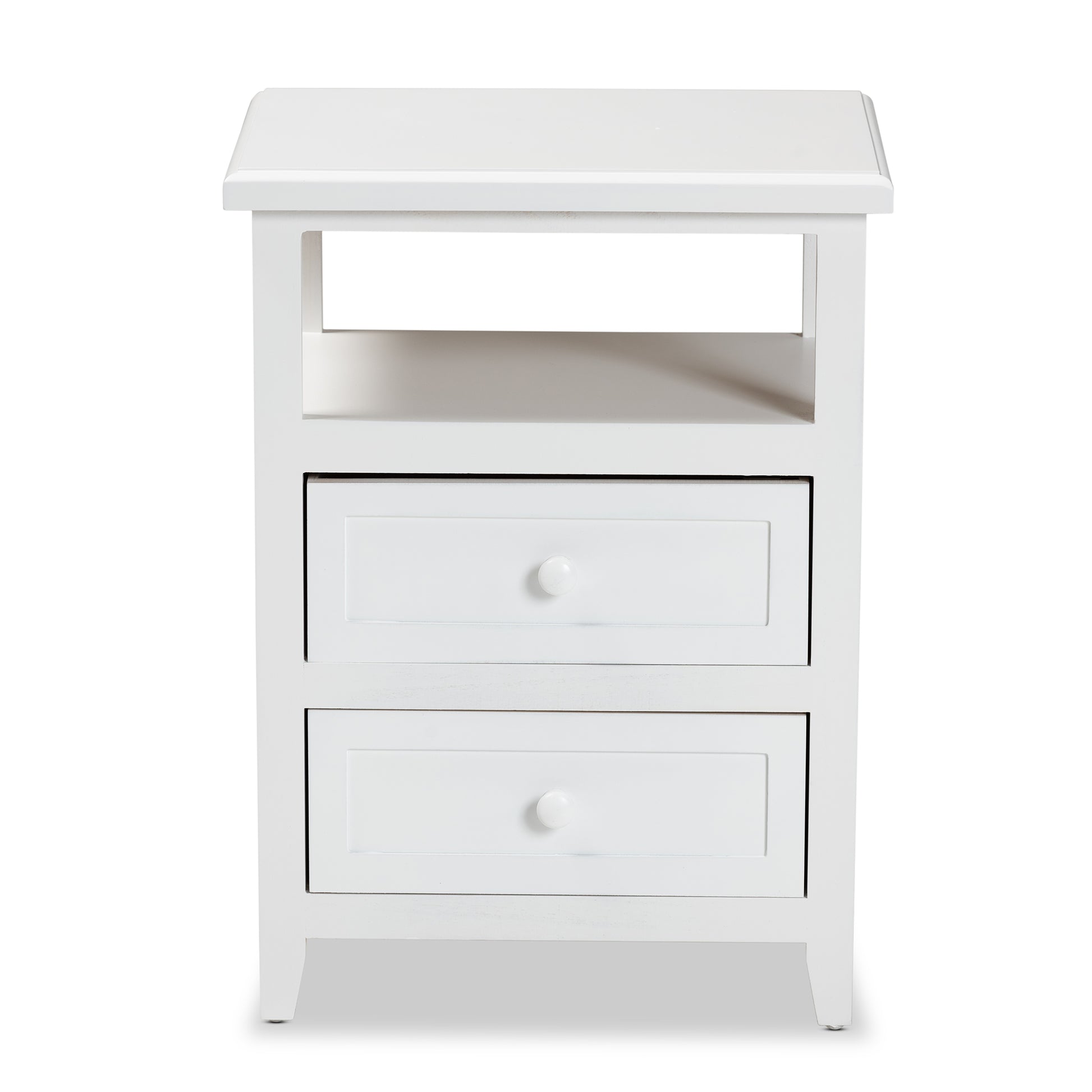 Baxton Studio Karsen Modern and Contemporary White Finished Wood 2-Drawer End Table | Cabinets | Modishstore - 6