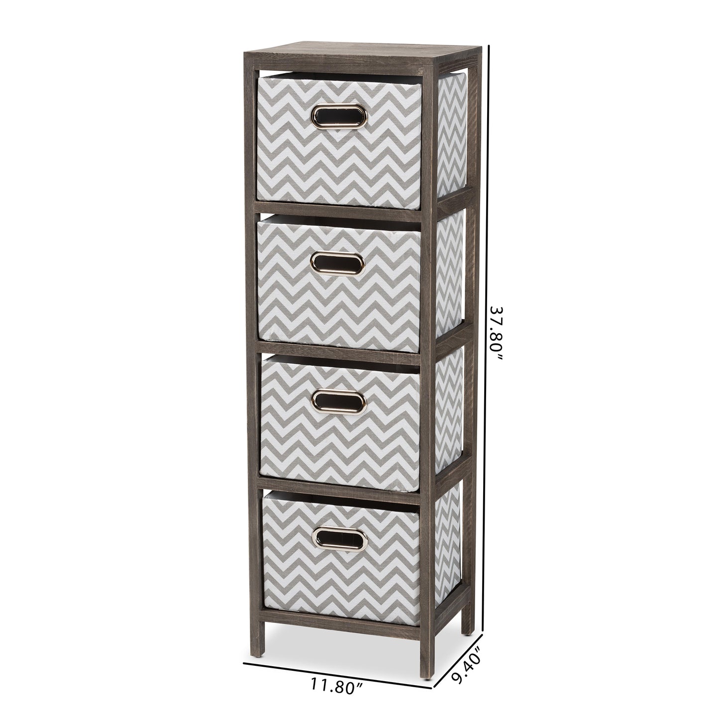 Baxton Studio Jorah Modern and Contemporary Grey and White Fabric Upholstered Greywashed Wood 4-Basket Tallboy Storage Unit | Cabinets | Modishstore - 10