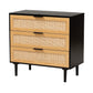 Baxton Studio Maureen Mid-Century Modern Espresso Brown Wood and Rattan 3-Drawer Cabinet | Cabinets | Modishstore - 4