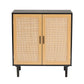 Baxton Studio Maureen Mid-Century Modern Espresso Brown Wood and Rattan 2-Door Storage Cabinet | Cabinets | Modishstore - 4