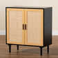 Baxton Studio Maureen Mid-Century Modern Espresso Brown Wood and Rattan 2-Door Storage Cabinet | Cabinets | Modishstore - 9