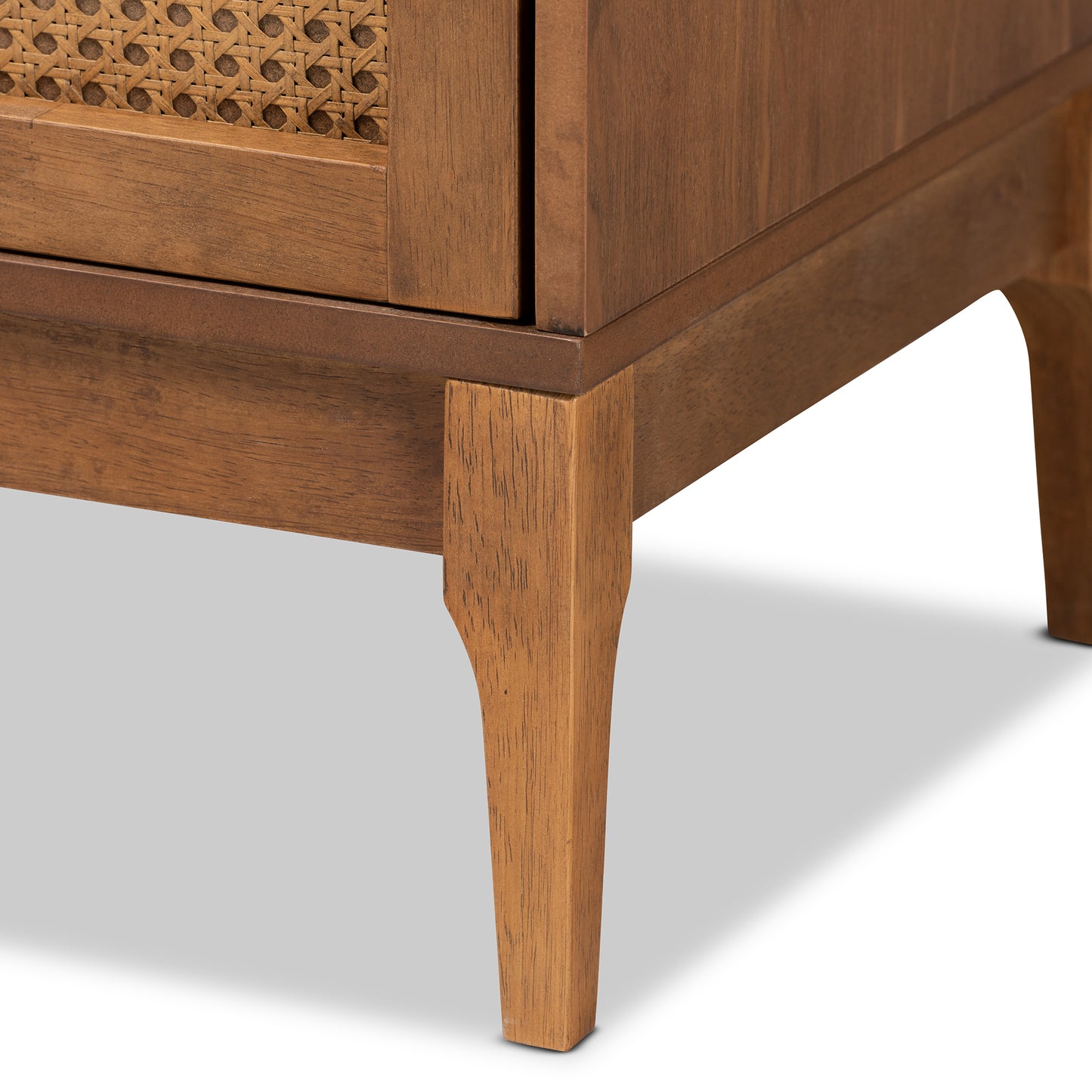 Baxton Studio Ramiel Mid-Century Modern Ash Walnut Finished Wood and Rattan 6-Drawer Dresser | Dressers | Modishstore - 7