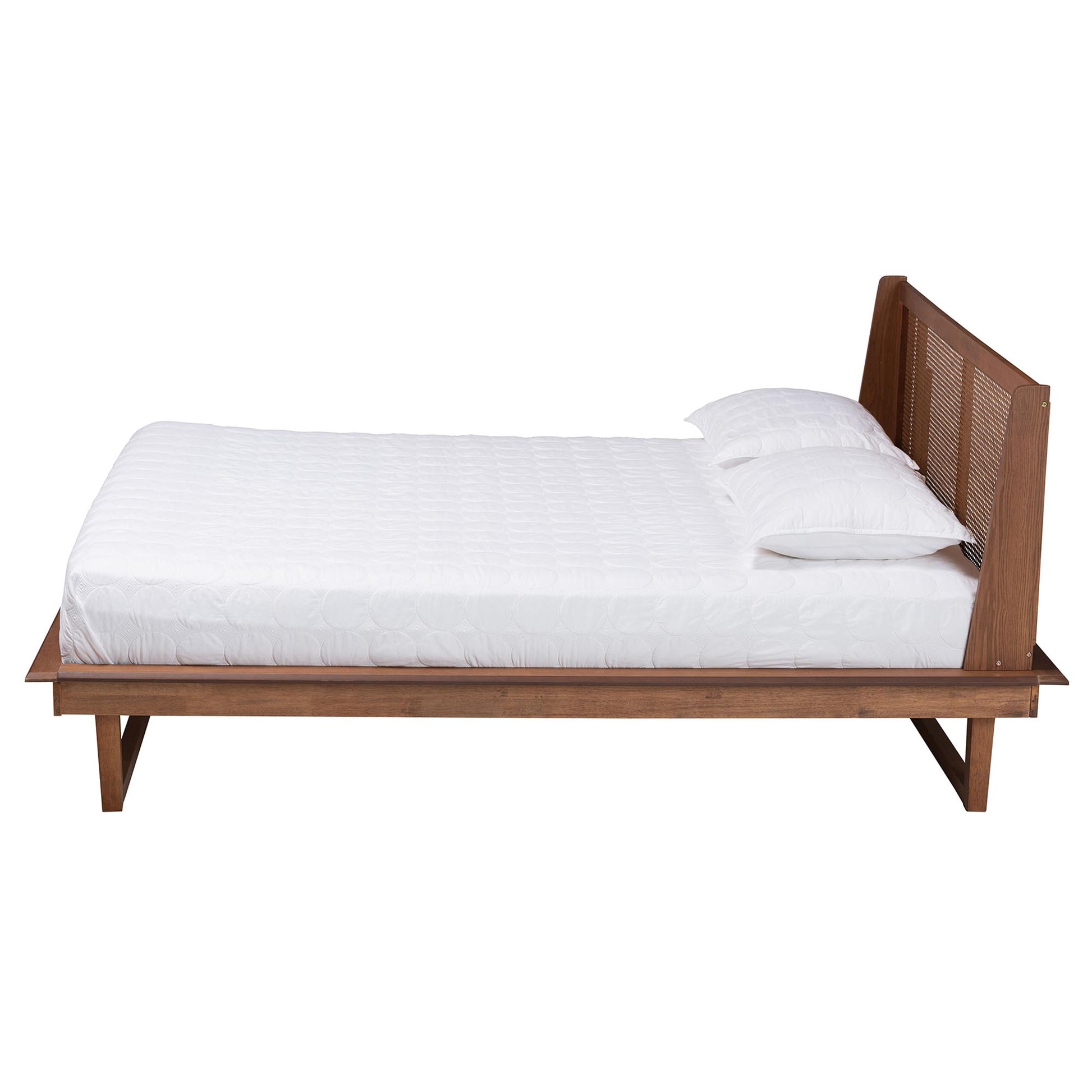 Baxton Studio Aveena Mid-Century Modern Walnut Brown Finished Wood King Size Platform Bed | Beds | Modishstore - 3