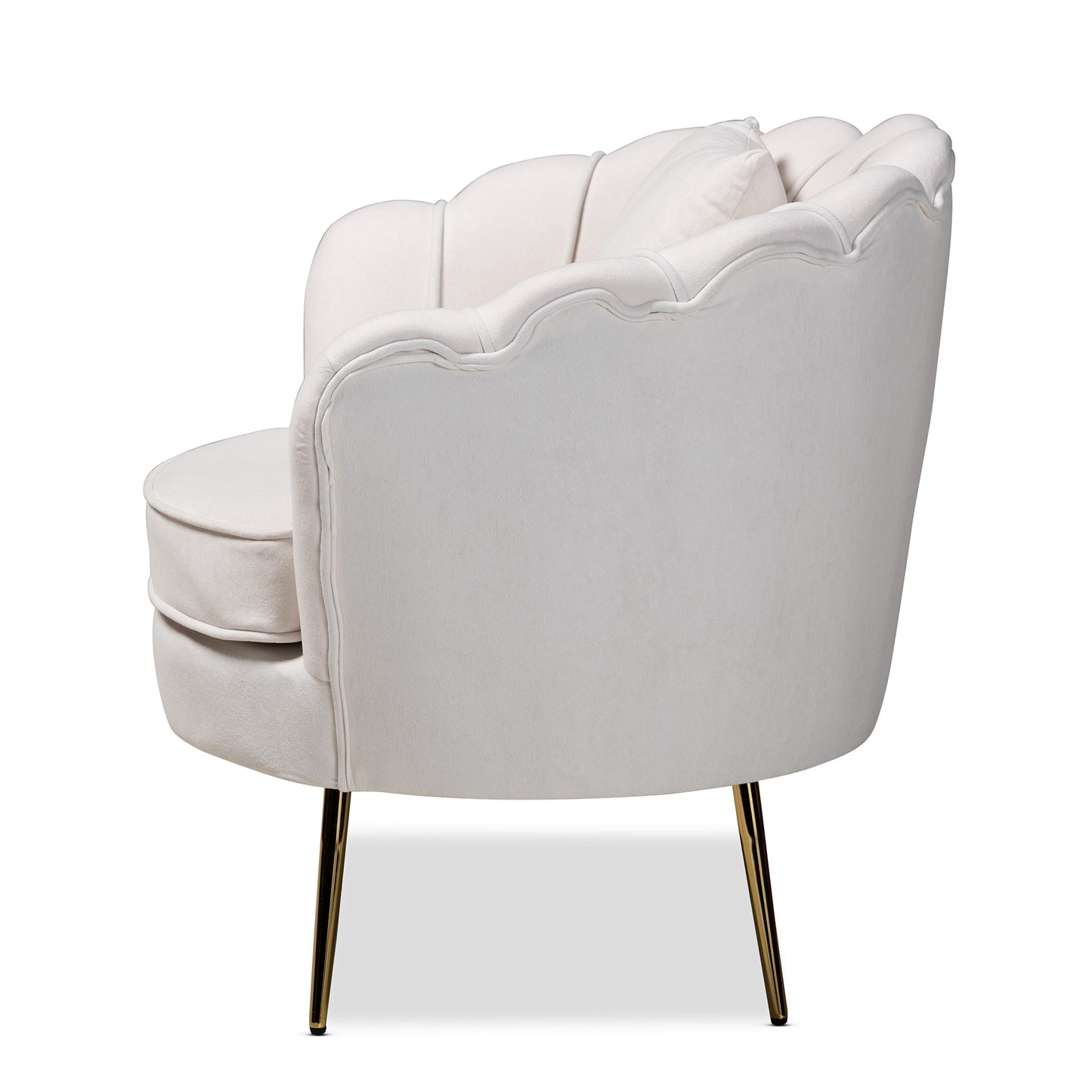 Baxton Studio Garson Glam and Luxe Beige Velvet Fabric Upholstered and Gold Metal Finished Accent Chair | Accent Chairs | Modishstore - 4