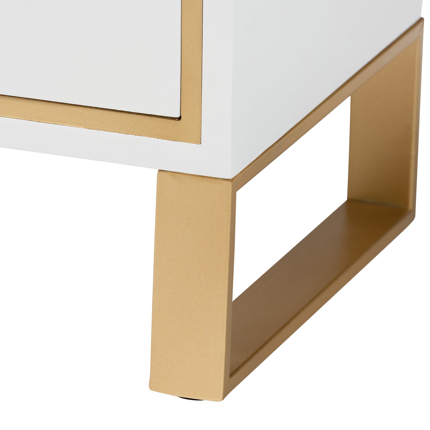 Baxton Studio Giolla Contemporary Glam and Luxe White Finished Wood and Gold Metal 2-Drawer End Table | Cabinets | Modishstore - 9