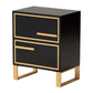 Baxton Studio Giolla Contemporary Glam and Luxe Black Finished Wood and Gold Metal 2-Drawer End Table | Cabinets | Modishstore - 4