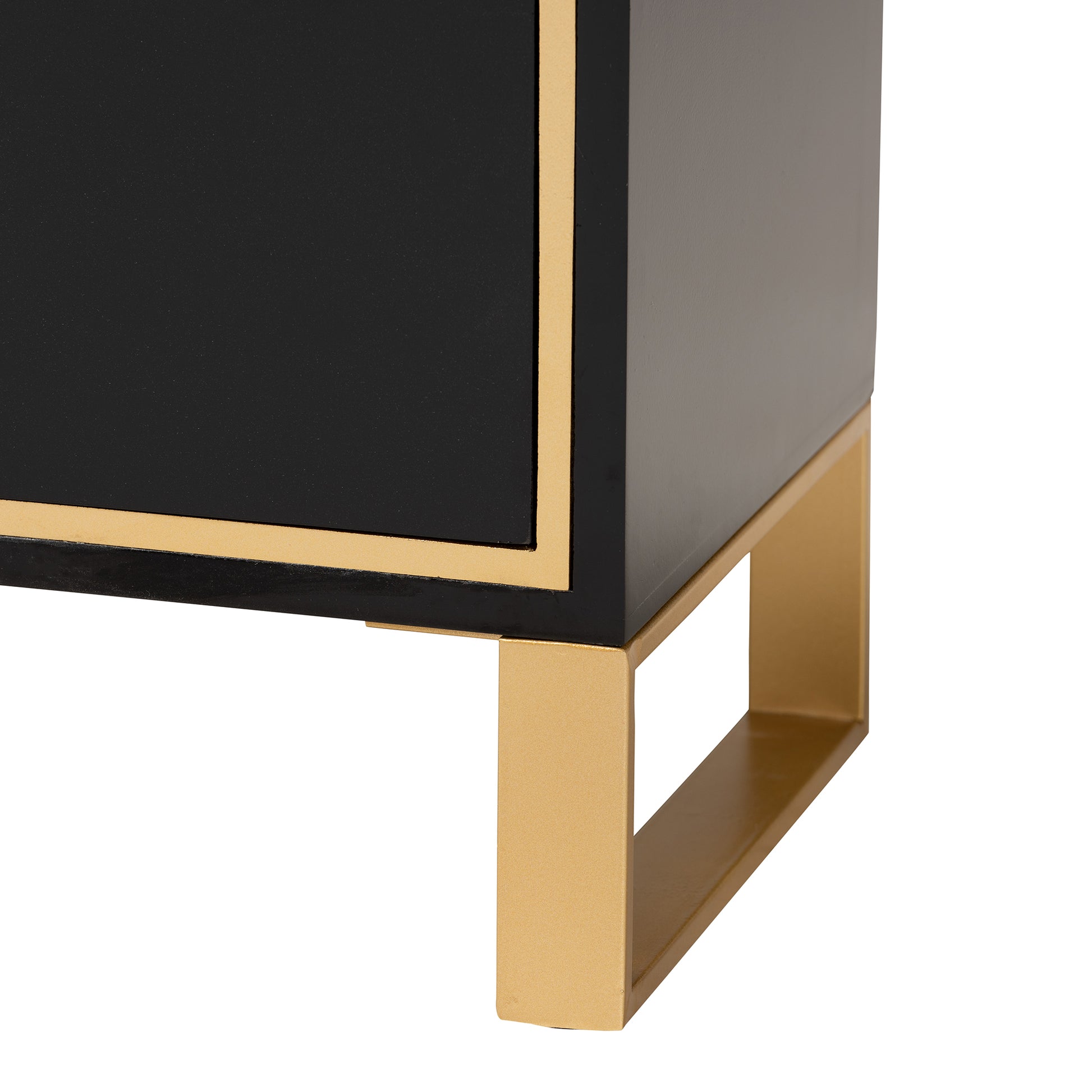 Baxton Studio Giolla Contemporary Glam and Luxe Black Finished Wood and Gold Metal 2-Drawer End Table | Cabinets | Modishstore - 9