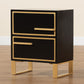 Baxton Studio Giolla Contemporary Glam and Luxe Black Finished Wood and Gold Metal 2-Drawer End Table | Cabinets | Modishstore - 2