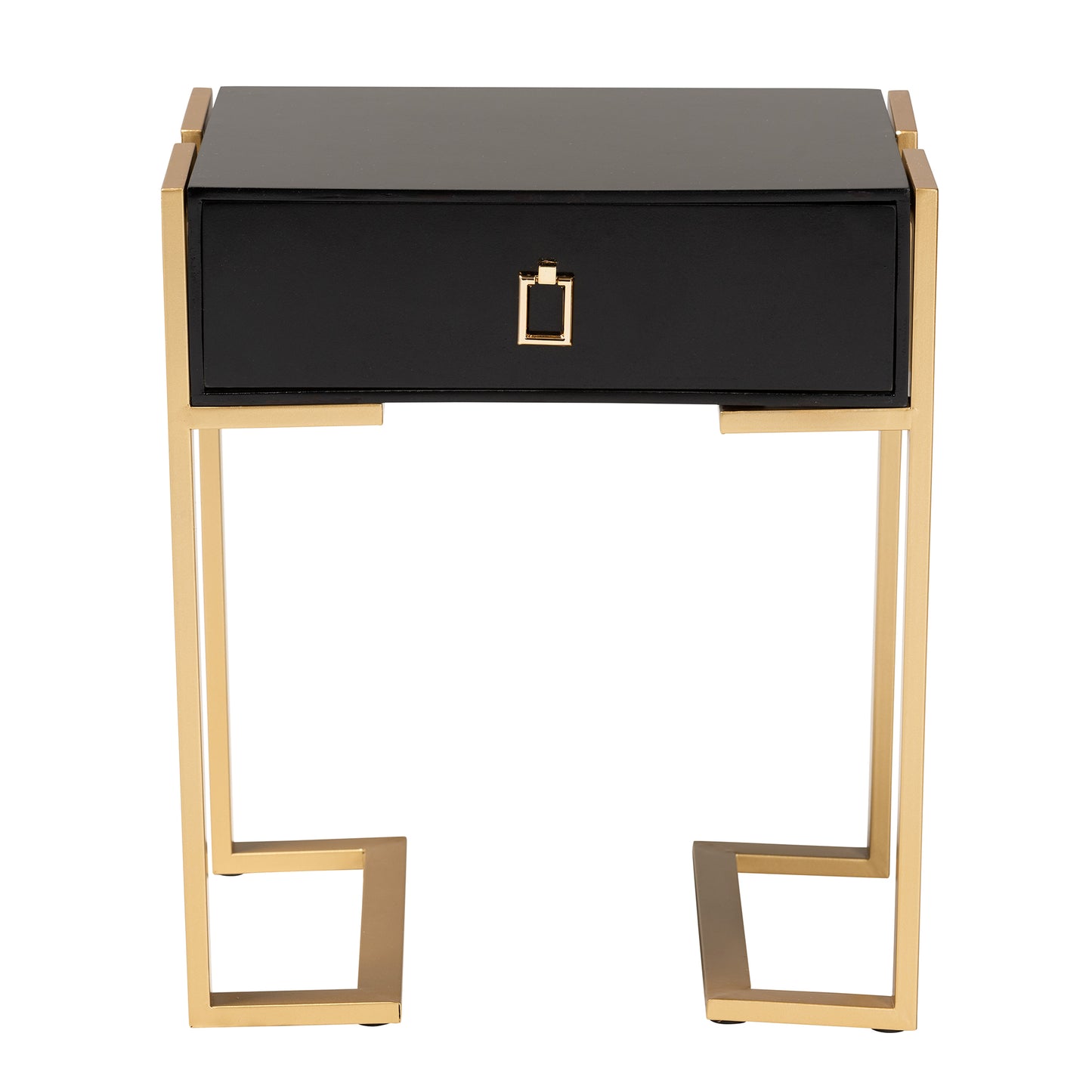 Baxton Studio Luna Contemporary Glam and Luxe Black Finished Wood and Gold Metal End Table | End Tables | Modishstore - 4