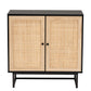 Baxton Studio Declan Mid-Century Modern Espresso Brown Finished Wood and Natural Rattan 2-Door Storage Cabinet | Cabinets | Modishstore - 4