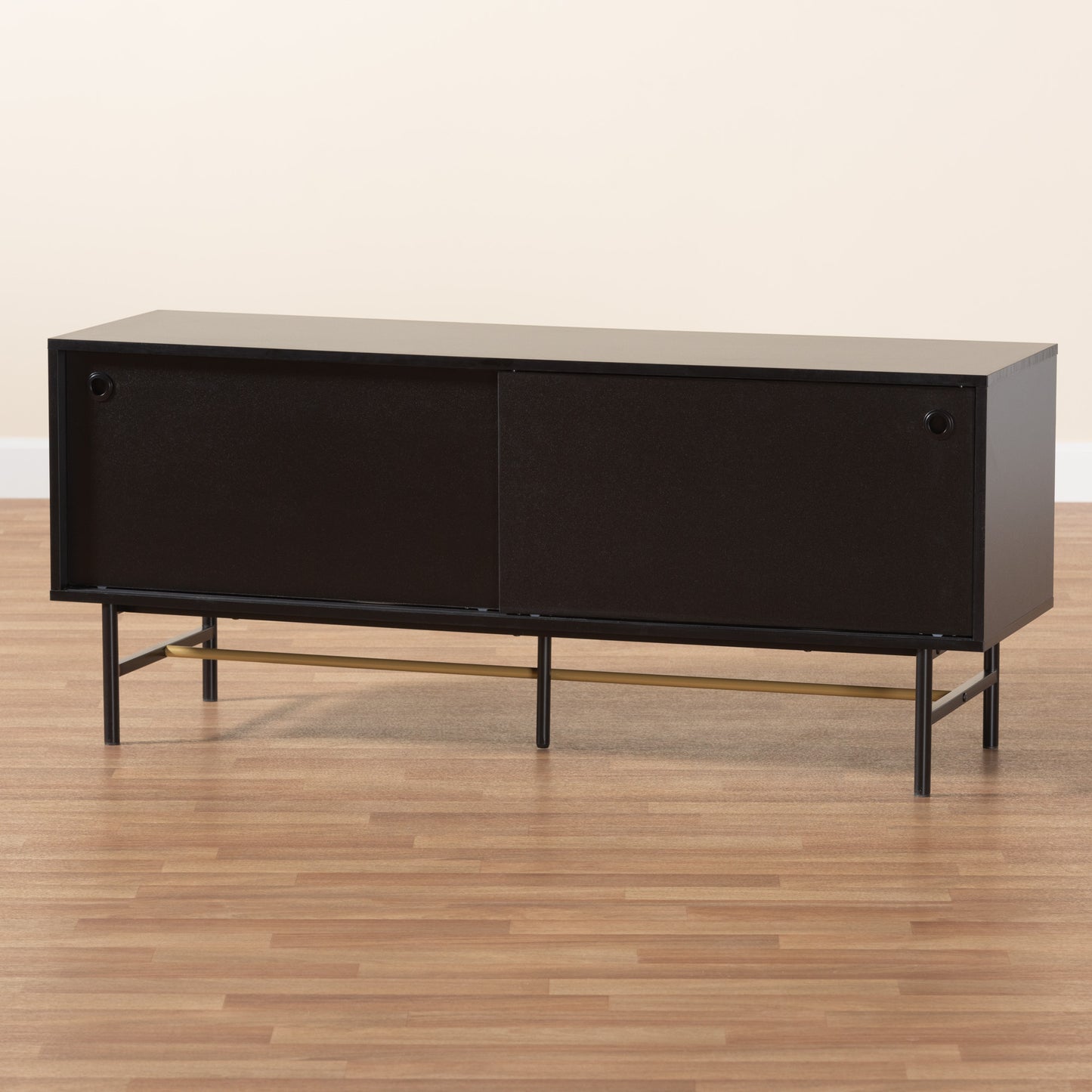 Baxton Studio Truett Modern Dark Brown Finished Wood and Two-Tone Black and Gold Metal TV Stand | TV Stands | Modishstore - 9