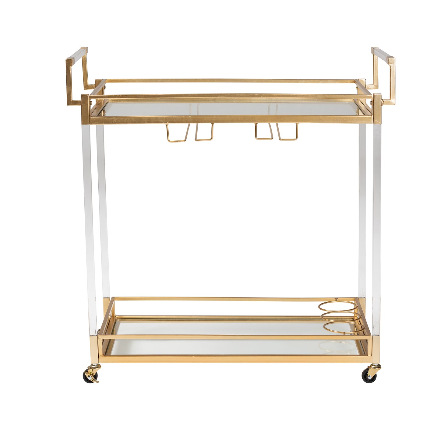 Baxton Studio Savannah Contemporary Glam and Luxe Gold Metal and Glass Wine Cart | Bar Carts | Modishstore - 3