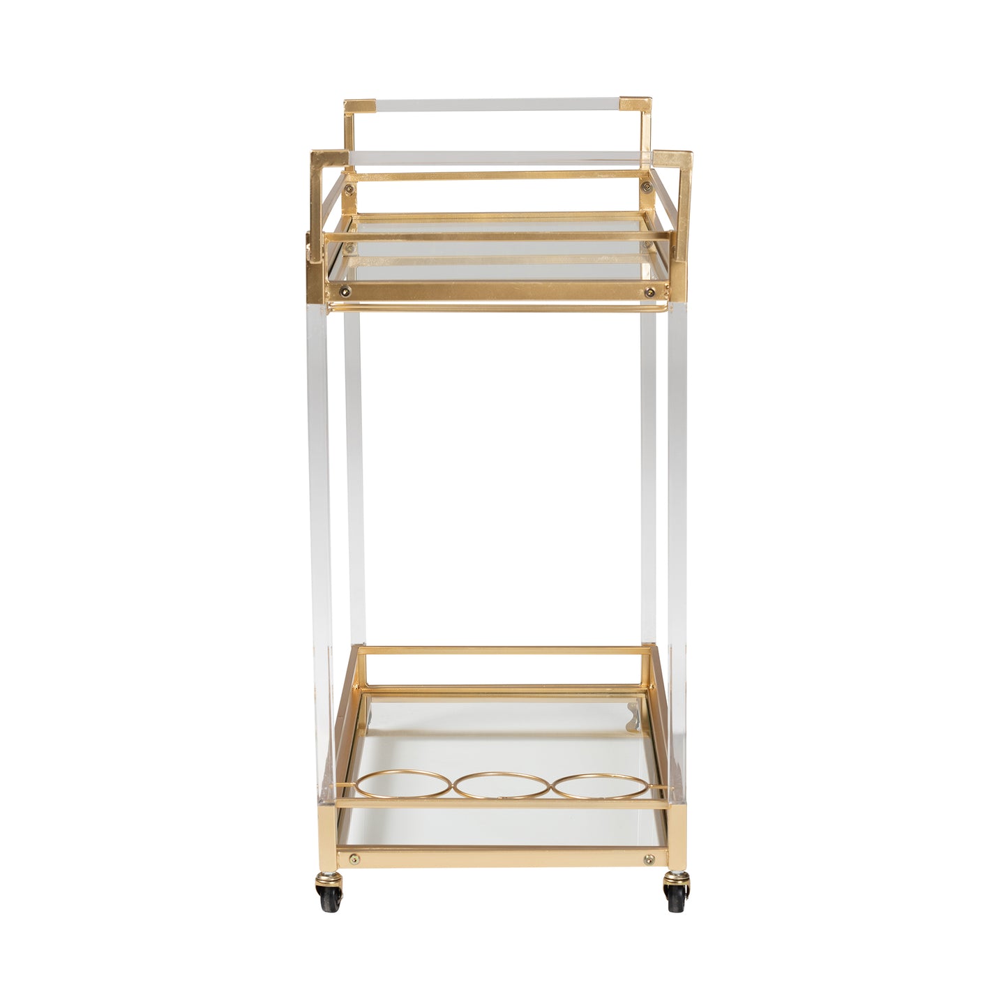 Baxton Studio Savannah Contemporary Glam and Luxe Gold Metal and Glass Wine Cart | Bar Carts | Modishstore - 4